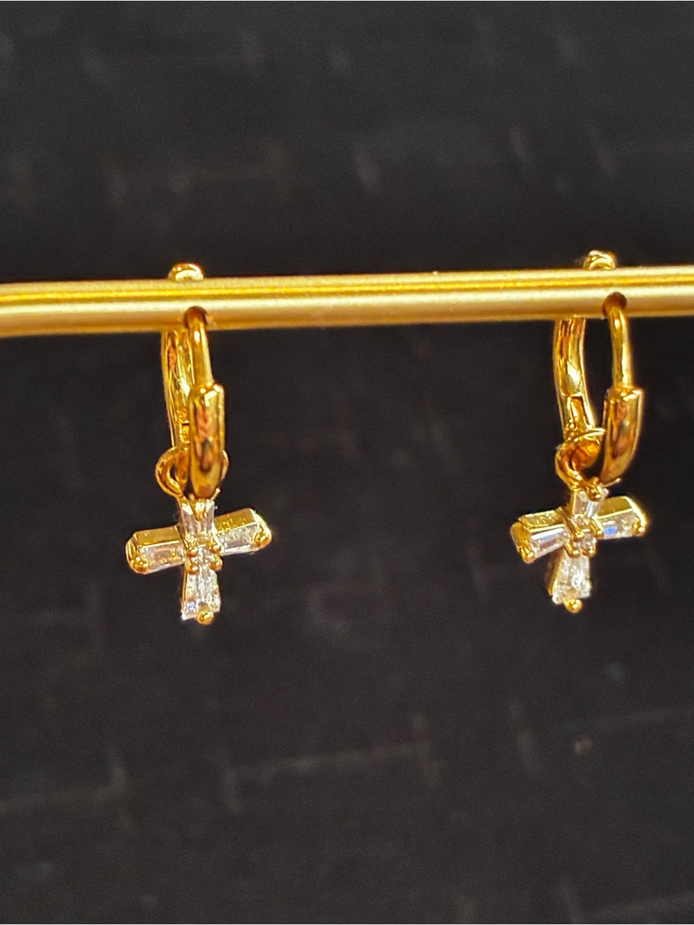 Silpada’s 14 kt Gold plating with sterling silver. Cross Huggie Hoop Earrings